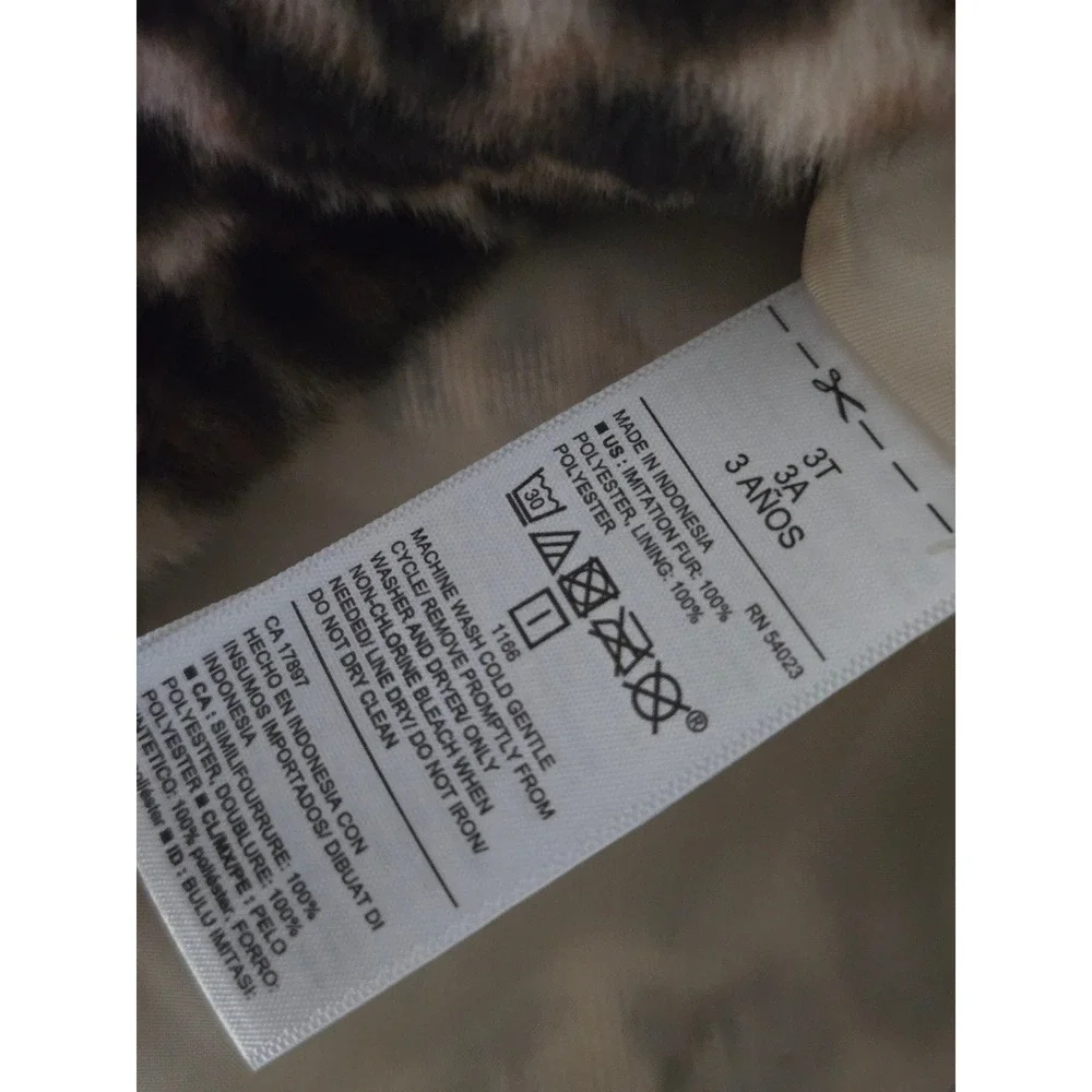Old Navy Girls Leopard Print Faux Fur Coat Jacket - Size 3T‎